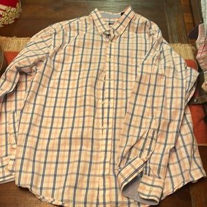 Izod Mens button down. Blue, white and light pink stripes